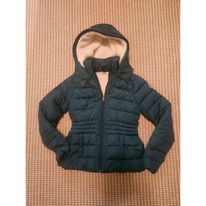 Women's Hollister Fitted PufferJacket S Green with Warm Comfy Sherpa Lining